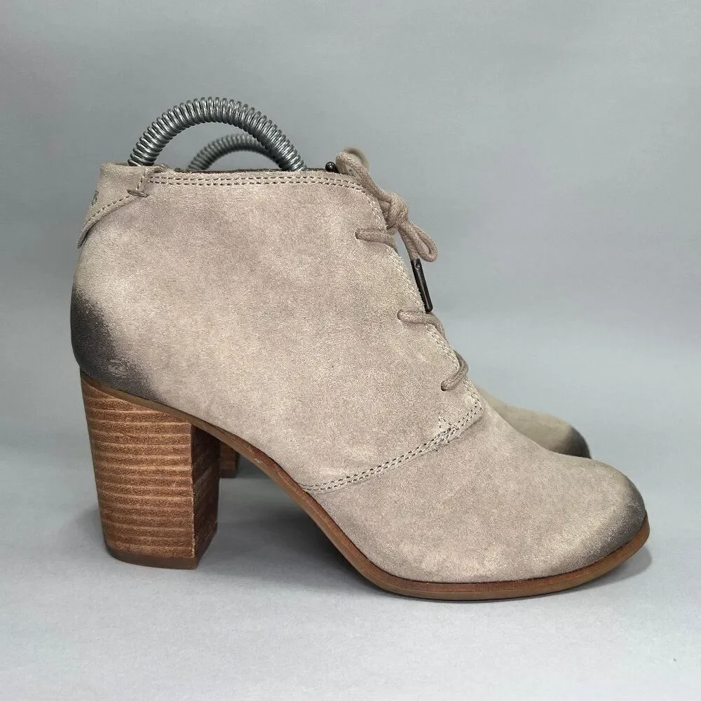 Toms Women's‎ Size 8 Lunata Tan Suede Lace Up Ankle Boots